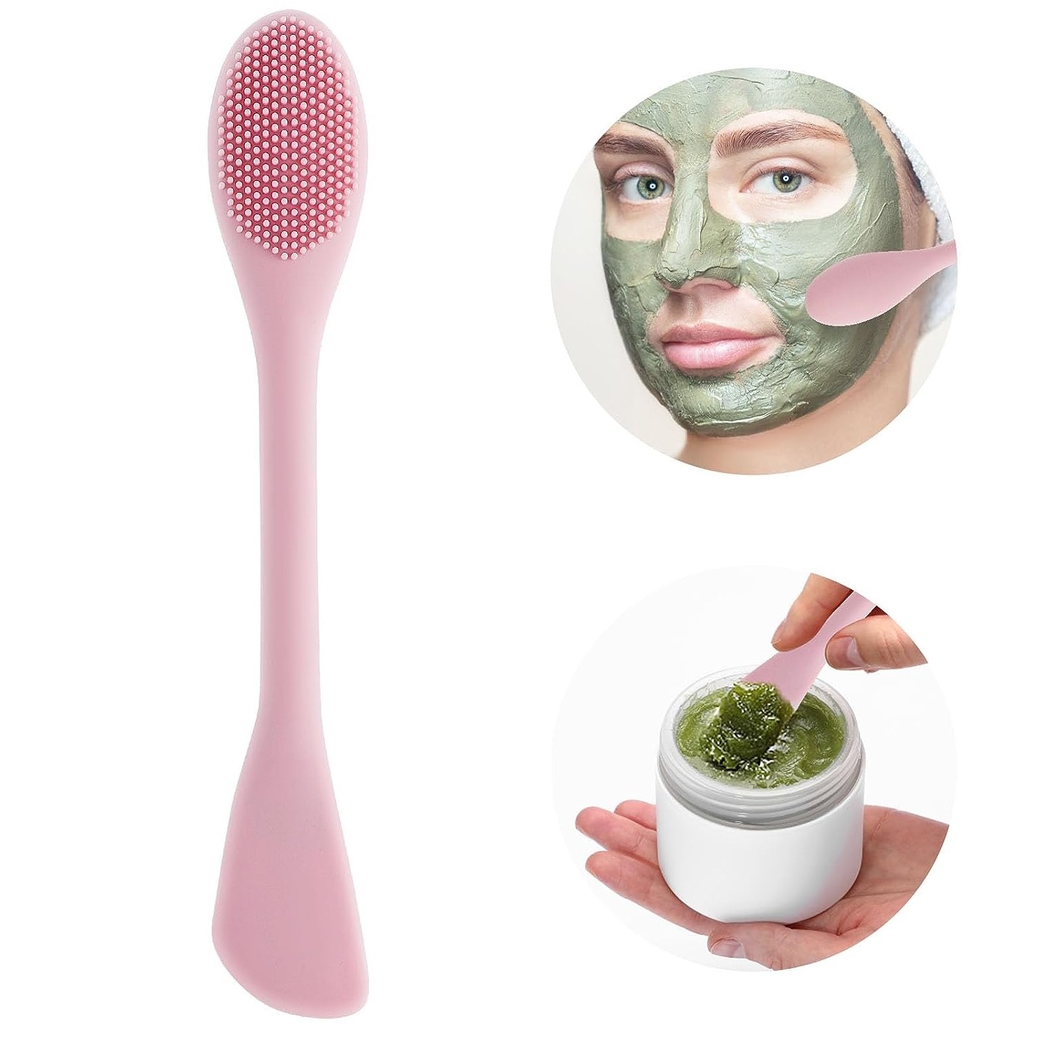 Silicone Face Scrubber Electric - 1PC dubbelkoppige siliconen gezichtsreinigingsborstel gezichtsmaskerborstels applicator