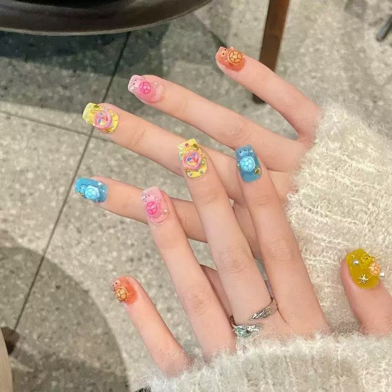 Nail Art - 100 Mini Kleurrijke Schildpad Hars Charms