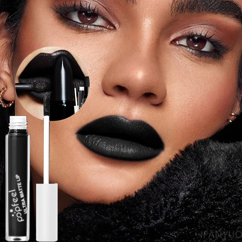 Matte Velvet Lip Tint Long Lasting - Punk Matte Zwarte Vloeibare Lipstick Waterdichte