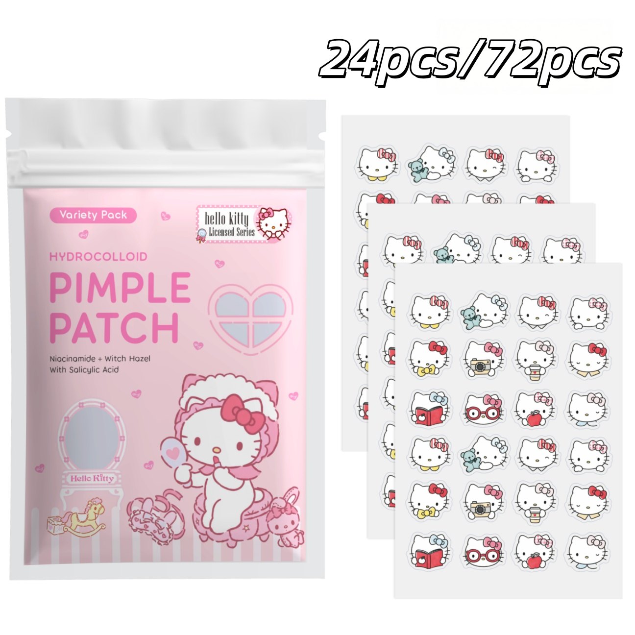 Hydrocolloid Pimple Patch - 24/72 stuks Hello Kitty Hydrocolloïde puistpleisters,