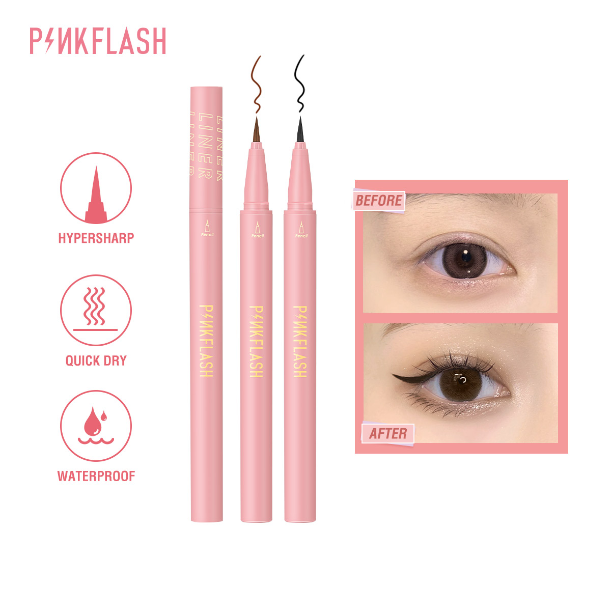 PINKFLASH Zwarte vloeibare eye - Waterproof Liquid Eyeliner Pen recensie en prijs